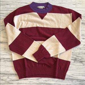 Burgundy and Cream Striped Sweater